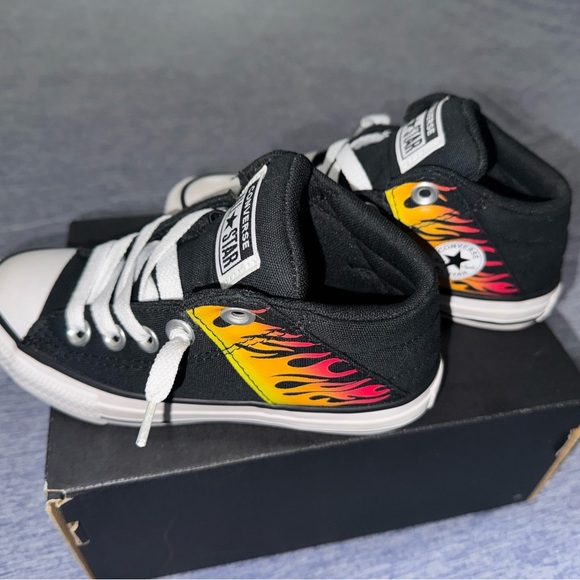 Converse Kids Black and Yellow Flame Sneakers - Picture 3 of 12